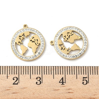 304 Stainless Steel Rhinestone Pendants STAS-V015-08G-1