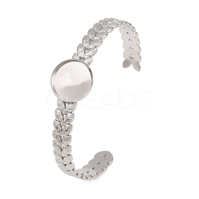 304 Stainless Steel Leaf Cuff Bangle Making STAS-F366-10A-P-1