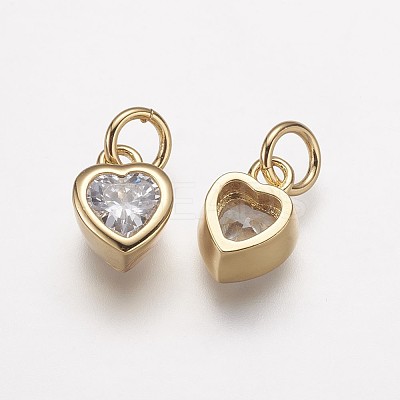Brass Micro Pave Grade AAA Cubic Zirconia Charms X-ZIRC-K059-10G-NR-1