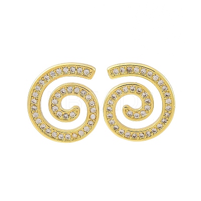 Brass Micro Pave Clear Cubic Zirconia Stud Earrings EJEW-H158-07A-G-1