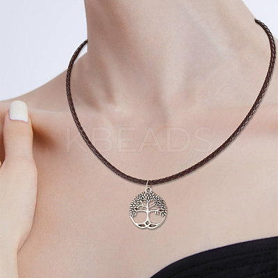 2Pcs Braided Round Leather Cord Necklace Making NJEW-BBC0001-19A-02-1