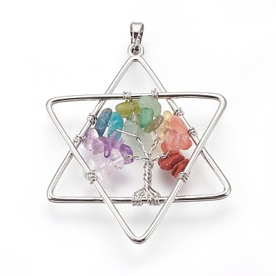 Natural & Synthetic Mixed Gemstone Chakra Big Pendants G-I212-02A-1
