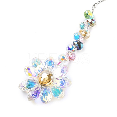 Glass Flower Hanging Suncatchers HJEW-C009-01A-1