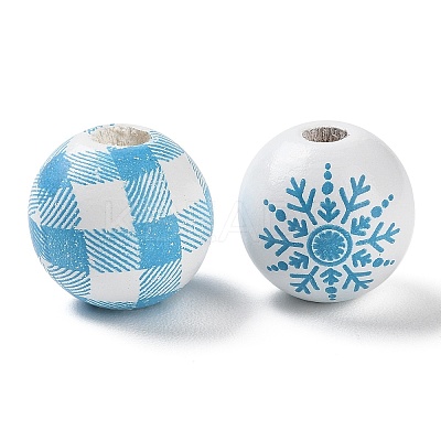 50Pcs Winter Theme Wood European Beads WOOD-G016-01-1