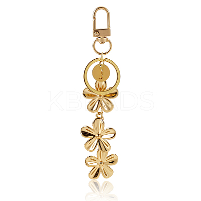 304 Stainless Steel Flower Keychains KEYC-ME00016-01-1