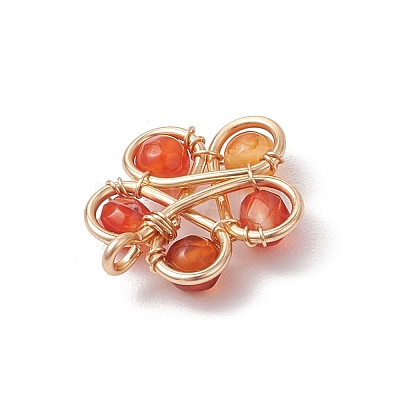 4Pcs 4 Styles Natural Stone Bead Pendants PALLOY-TA00247-1