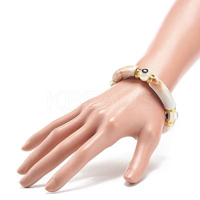 8Pcs 8 Color Acrylic Curved Tube & Plastic Evil Eye Beaded Stretch Bracelets Set BJEW-JB08963-1