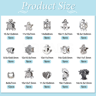 Ocean Theme Tibetan Style Alloy European Large Hole Beads FIND-NB0003-42-1