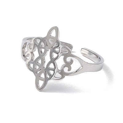 Non-Tarnish Sailor's Knot 304 Stainless Steel Hollow Open Cuff Ring for Men Women RJEW-E073-05P-1