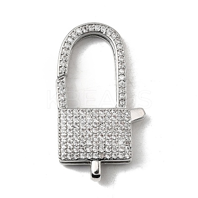 Brass Clear Cubic Zirconia Lobster Claw Clasps KK-Z078-48B-P-1