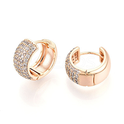 Brass Micro Pave Clear Cubic Zirconia Hoop Earrings EJEW-T048-48G-1
