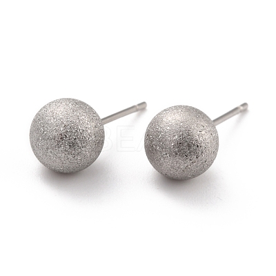 Tarnish Resistant 201 Stainless Steel Textured Ball Stud Earrings STAS-Z039-01A-P-1