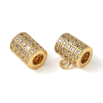 Brass Brass Micro Pave Cubic Zirconia Tube Bails KK-M277-09E-G-1