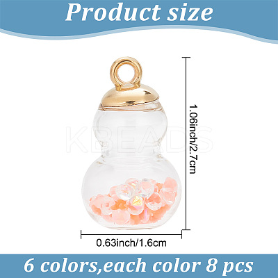48Pcs 6 Colors Luminous Glass Pendants GLAA-AR0001-39-1
