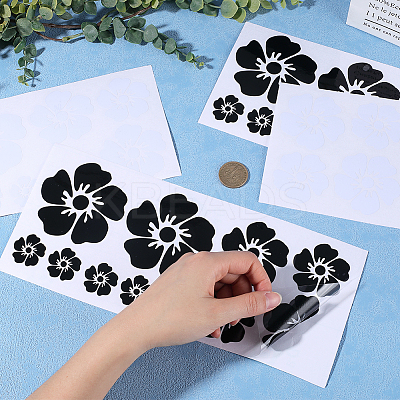 4 Sheets 2 Colors Flower PVC Waterproof Car Stickers DIY-GF0008-94A-1