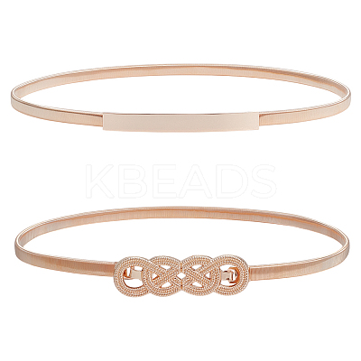 2Pcs 2 Styles Alloy Chain Belts with Fasteners AJEW-OC0014-77-1