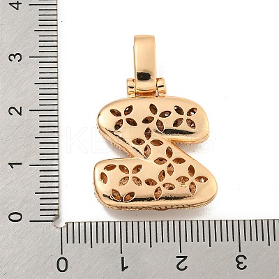 Brass Micro Pave Clear Cubic Zirconia Pendants KK-B099-01G-Z-1