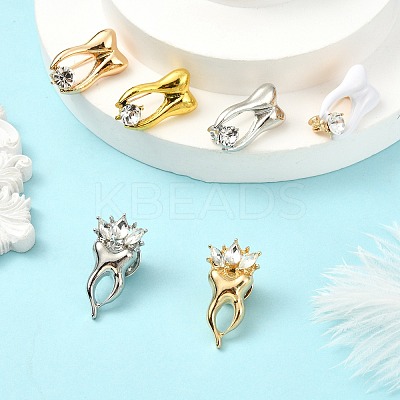 6Pcs 6 Colors Tooth Alloy Rhinestone Brooches for Backpack Clothes JEWB-CJ0001-86-1