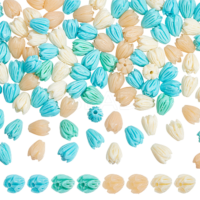 100Pcs 4 Colors Dyed Synthetic Coral Beads CORA-NB0001-04B-1