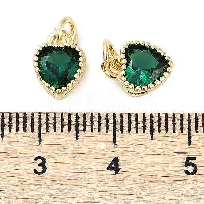 Real 18K Gold Plated Brass Inlaid Cubic Zirconia Charms ZIRC-L100-074G-07-1