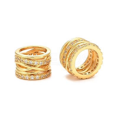 Brass Micro Pave Clear Cubic Zirconia European Beads ZIRC-P086-35G-1