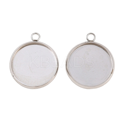 Non-Tarnish 304 Stainless Steel Pendant Cabochon Settings(Only Polish the Outside but not the Inside) STAS-G127-13-14mm-P01-1