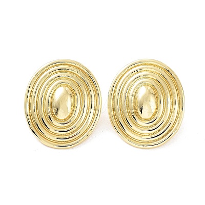 Oval Rack Plating Brass Studs Earrings for Women KK-Z038-22G-1