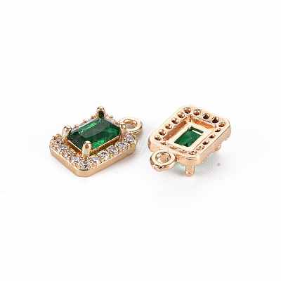 Rack Plating Brass Micro Pave Clear Cubic Zirconia Charms KK-T060-13-RS-1