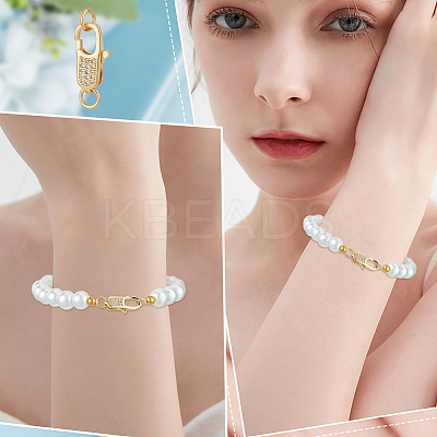 3Pcs Brass Micro Pave Clear Cubic Zirconia Lobster Claw Clasps ZIRC-BBC0002-19-1
