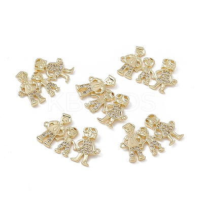Brass Micro Pave Clear Cubic Zirconia Connector Charms KK-E068-VB362-1