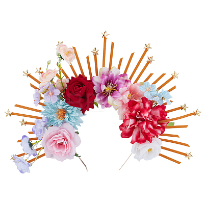 Alloy & Plastic & Polyester Hair Bands AJEW-WH0434-03-1
