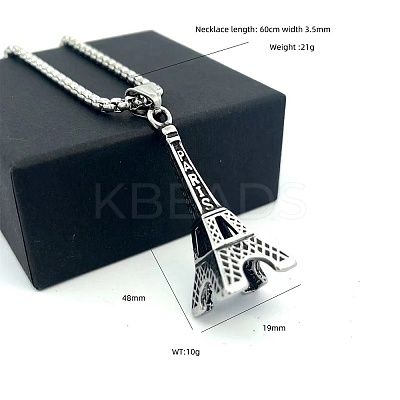 Vintage Paris Eiffel Tower Pendant 304 Stainless Steel Men’s Necklaces EO0985-1