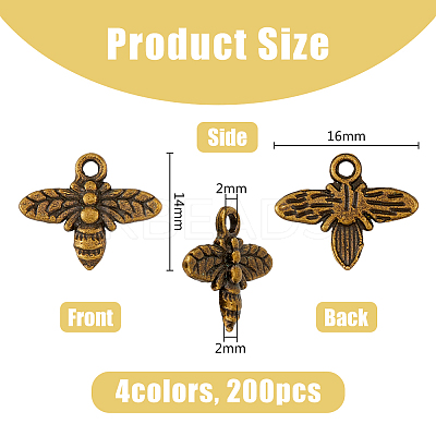 200PCS 4Colors Tibetan Style Alloy Pendants TIBEP-DC0001-03-1