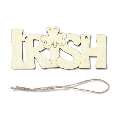 DIY Word Irish Unfinished Wooden Ornaments Blank Wooden Embellishments WOOD-C009-04-1