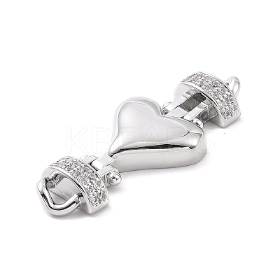 Eco-friendly Rack Plating Brass Micro Pave Clear Cubic Zirconia Connector Charms KK-F843-05P-1