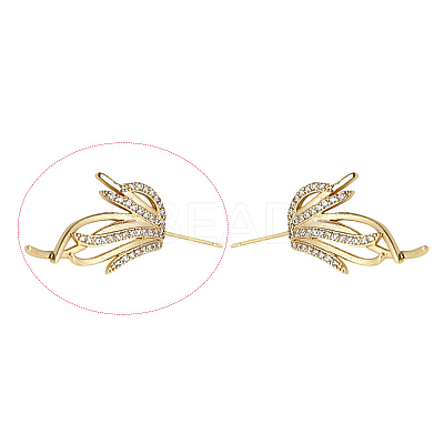 Brass Micro Pave Clear Cubic Zirconia Fishtail Head Pins BAPE-PW0002-10B-G-1