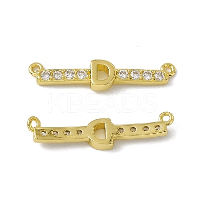 Rack Plating Brass Micro Pave Clear Cubic Zirconia Connector Charms KK-C007-37G-D-1