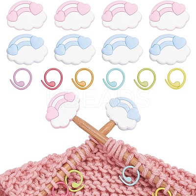 Cloud & Rainbow Silicone Knitting Needle Point Protectors DIY-NB0010-95-1