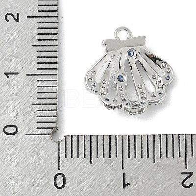 Brass Pave Light Sky Blue and Clear Cubic Zirconia Sea Animal Connector Charms KK-M326-07A-P-1