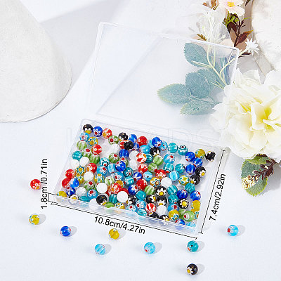 160Pcs 8 Colors Handmade Millefiori Lampwork Beads Strands LAMP-SC0001-14-1