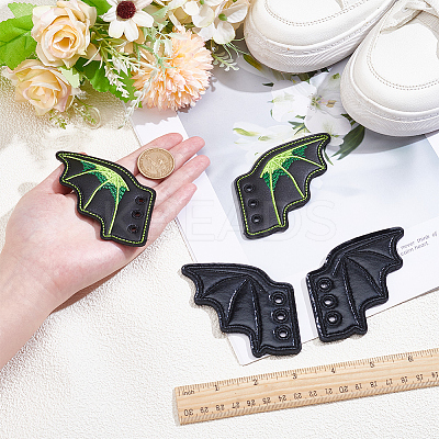 2 Pairs 2 Styles Halloween Imitation Leather Shoe Buckle for DIY Shoe Accessory AJEW-GF0011-82A-1