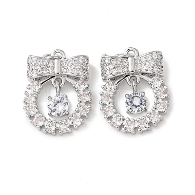 Brass Micro Pave Clear Cubic Zirconia Pendants KK-Z142-06P-1