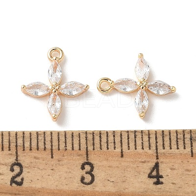 Real 18K Gold Plated Brass Cubic Zirconia Charms X-KK-R037-157G-1