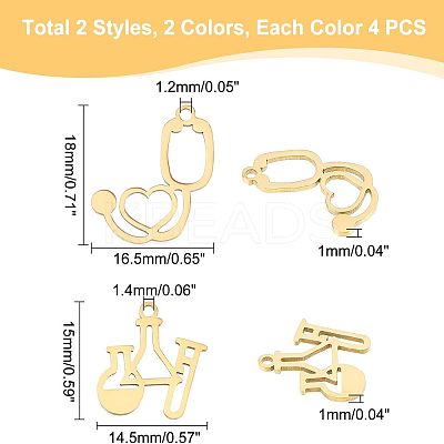 16Pcs 4 Style 201 Stainless Steel Charms STAS-DC0006-17-1
