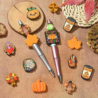 20Pcs 10 Styles Thanksgiving Day Themed Silicone Beads Sets SIL-CJ0002-88-1