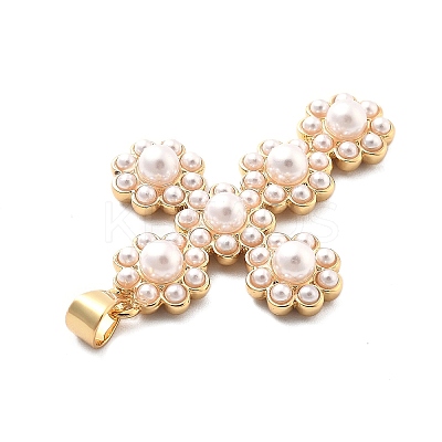 Rack Plating Brass with ABS Imitation Pearl X-KK-Q017-13G-1
