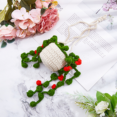 Woolen Yarn Crochet Plant Basket Hanging Decorations FIND-WH0152-161B-1