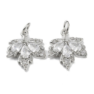 Rack Plating Brass Clear Cubic Zirconia Pendants KK-B078-02P-01-1