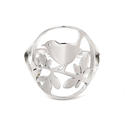 Non-Tarnish 304 Stainless Steel Bird Adjustable Ring for Women RJEW-L107-034P-1