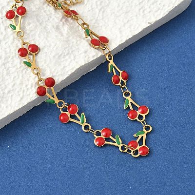 304 Stainless Steel Enamel Link Bracelets for Women BJEW-K226-16G-1